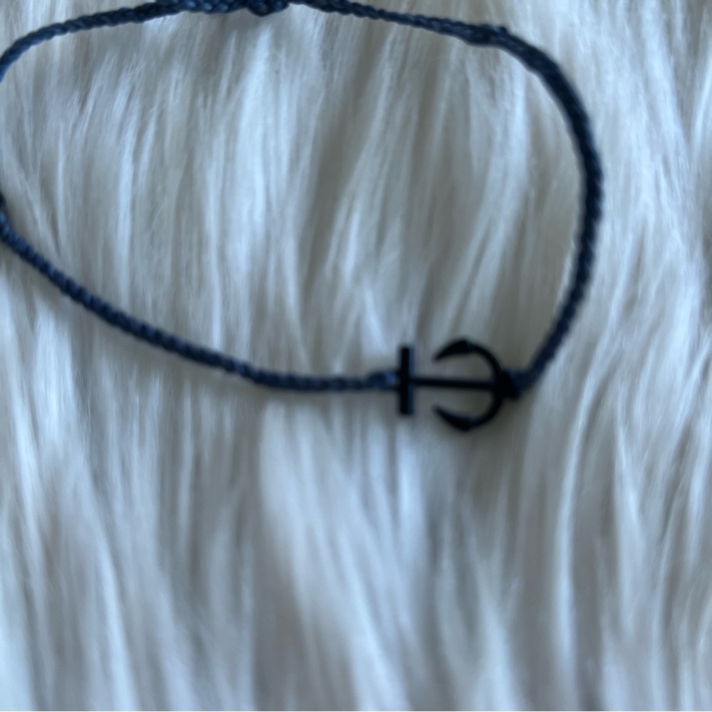 Pura Vida Navy Blue Anchor Charm Braided Adjustable Wax Thread Beach Bracelet - Picture 2 of 3